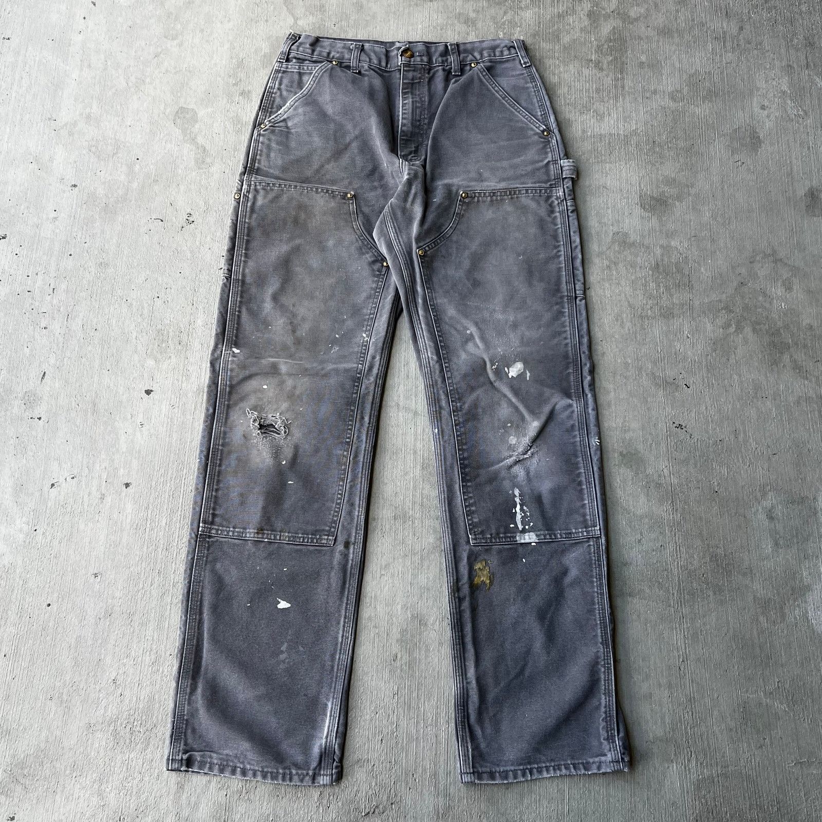 Carhartt faded gray double knee work wear carpenter pants