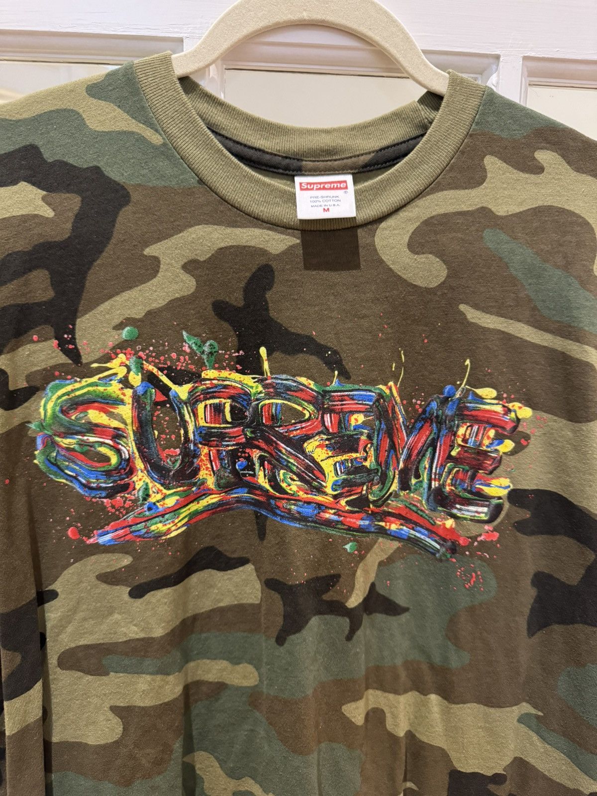 Supreme Supreme Camo T shirt, paint drip logo Size US M / EU 48-50 / 2 - 2 Thumbnail