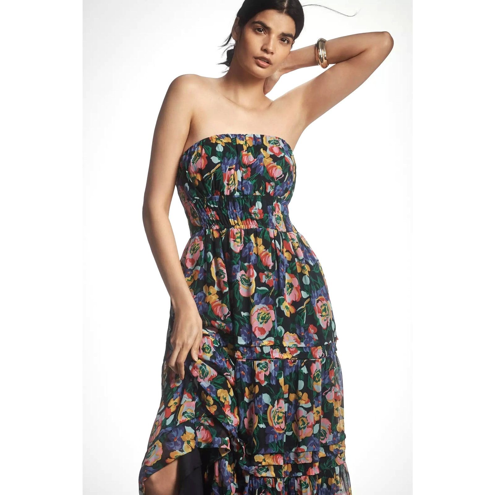 Anthropologie Raga Kassie Floral Boho Strapless Maxi Dress NWT | Grailed