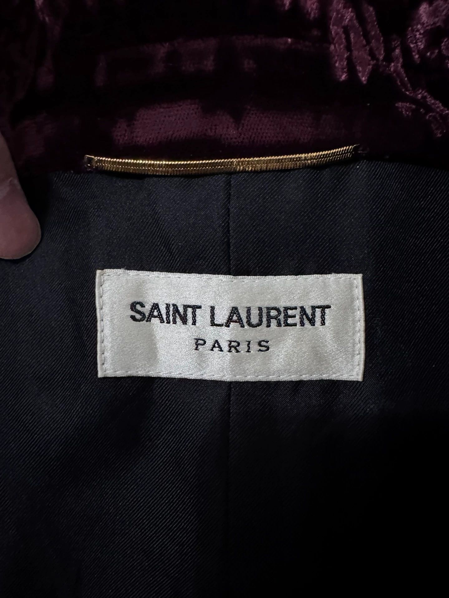 Saint Laurent Paris Saint Laurent Double-Breasted Deep Burgundy Velvet Suit Size 42R - 7 Thumbnail