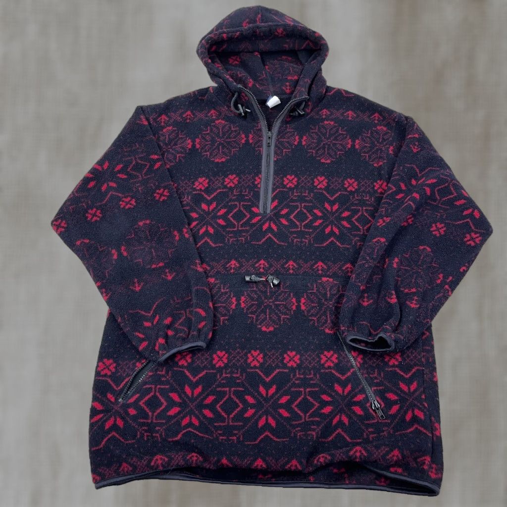 Lands' End VINTAGE Lands' End Jacket Women Medium Black Red Fleece Pullover Nordic USA 90s Size M / US 6-8 / IT 42-44 - 1 Thumbnail