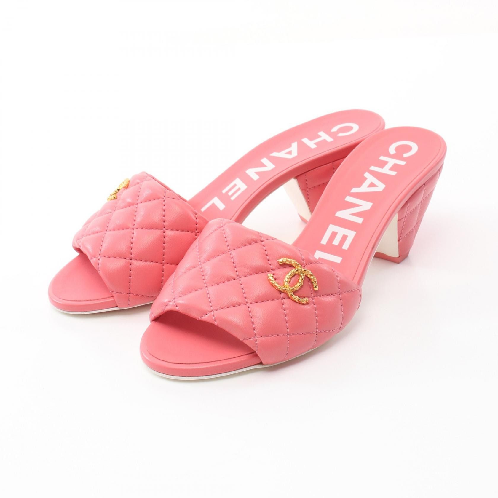 Chanel Chanel Matelasse Lambskin Mule Leather Shoes G38820 in Pink, Women's