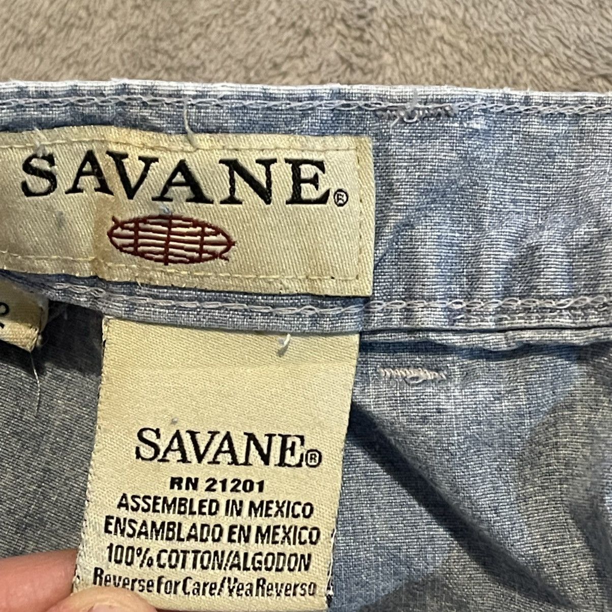 Savane Vintage 90s Savane Mens Blue Chambray Pleated Shorts 42 Size US 41 - 3 Thumbnail