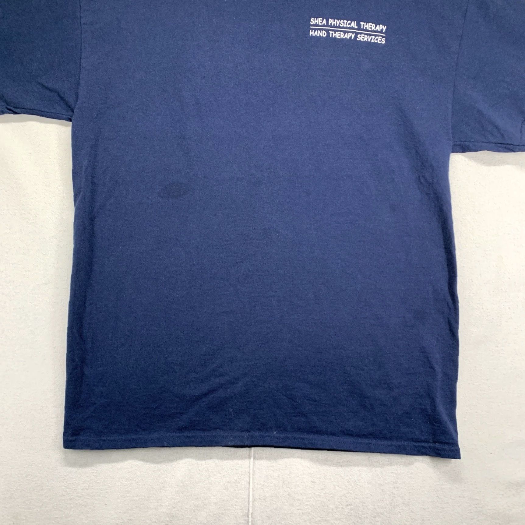 Gildan VINTAGE Gildan Men’s T-Shirt Short Sleeve Crew Neck Cotton Blend Navy Blue 80s 90s Physical Therapy Graphic Print Size US M / EU 48-50 / 2 - 6 Thumbnail