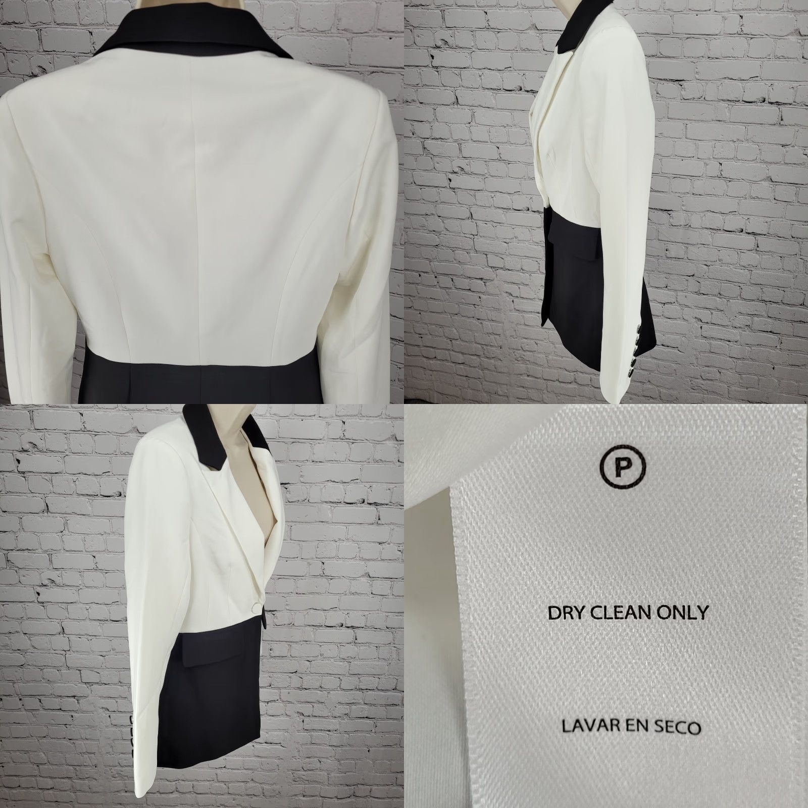 Bebe NWT Bebe Black & White Woven Twill Colorblock Notch Stretch Jacket Blazer Size 2 Size XS / US 0-2 / IT 36-38 - 9 Thumbnail