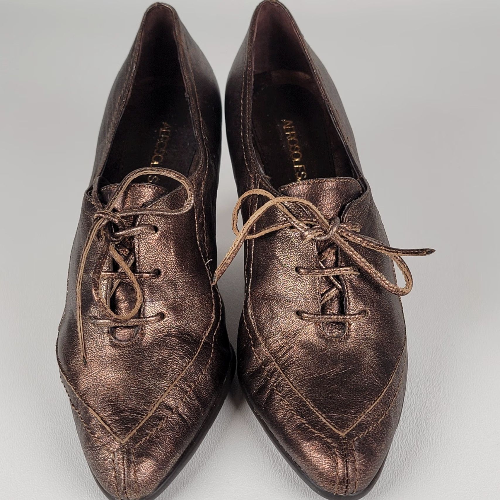 Vintage Aerosoles Veranda Women Brown Suede Lace Up High Block Heel 3.5" 6.5M Size US 7 / IT 37 - 2 Thumbnail