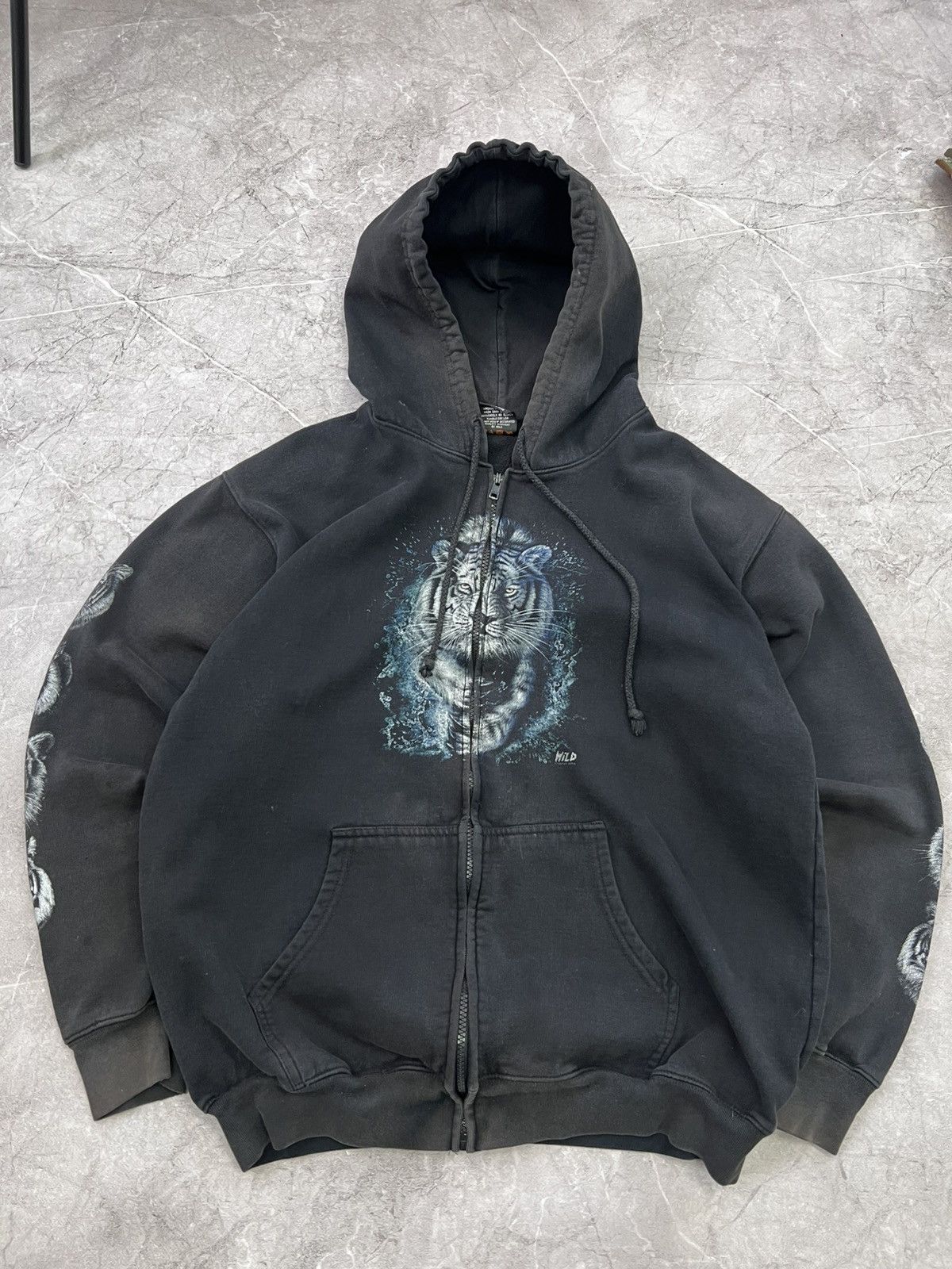 Harley Davidson × Japanese Brand Tiger Vintage Y2K Harley Davidson Sun faded Hoodie Flame Size US L / EU 52-54 / 3 - 4 Thumbnail