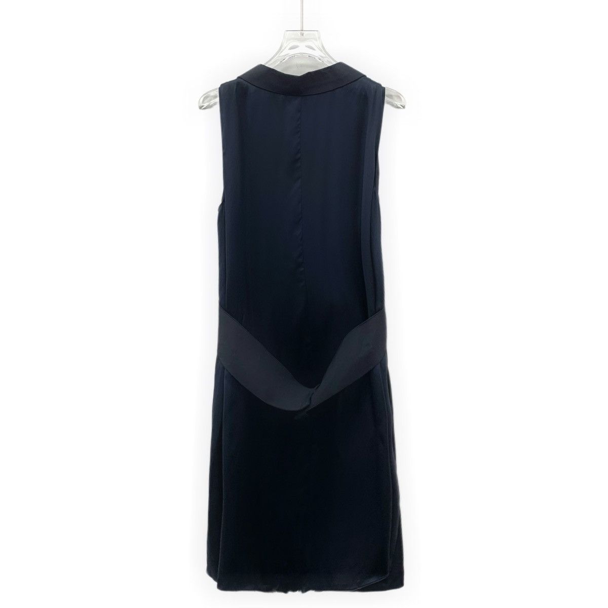 Armani Armani Dark Blue Mulberry Silk Lapel Sleeveless Dress K26WX Size M / US 6-8 / IT 42-44 - 2 Thumbnail