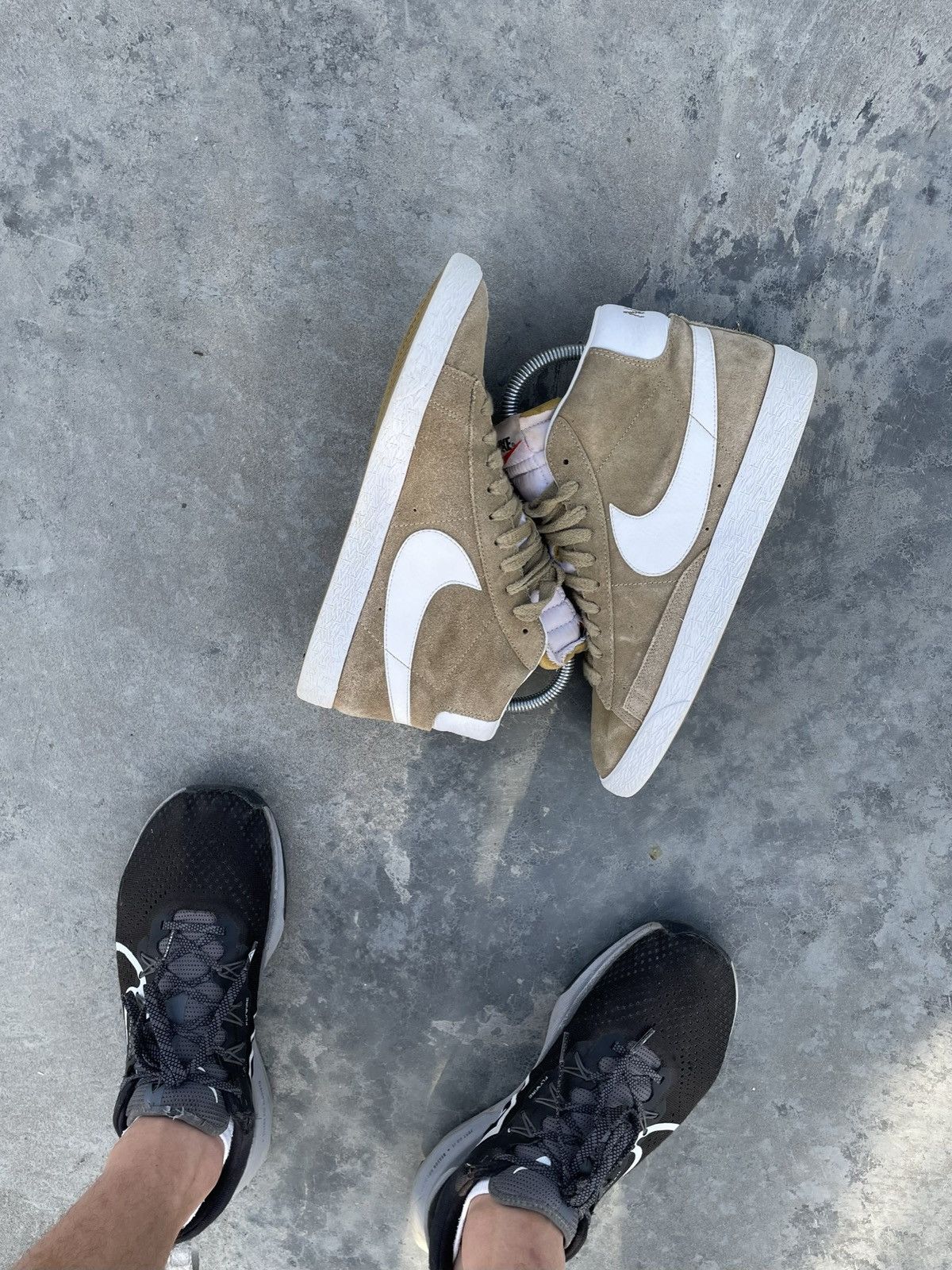 Japanese Brand VINTAGE NIKE BLAZER Y2k KHAKI MILLITARY SK8 HYPE SNEAKERS Size US 8 / EU 41 - 3 Thumbnail