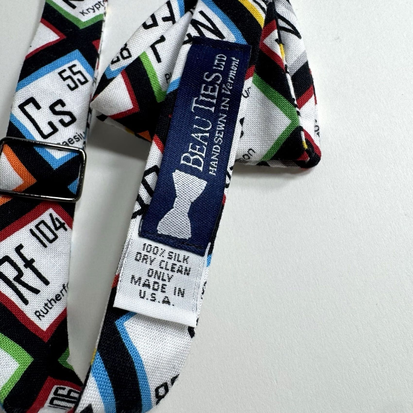 Vintage Beau Ties Vermont Bow Tie Silk Periodic Tables Adjustable USA Science Size ONE SIZE - 5 Thumbnail