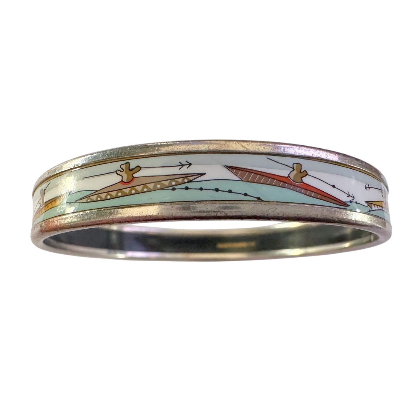 Hermes HERMES Enamel Printed Narrow Canoe Pattern Bracelet Size ONE SIZE - 11 Thumbnail