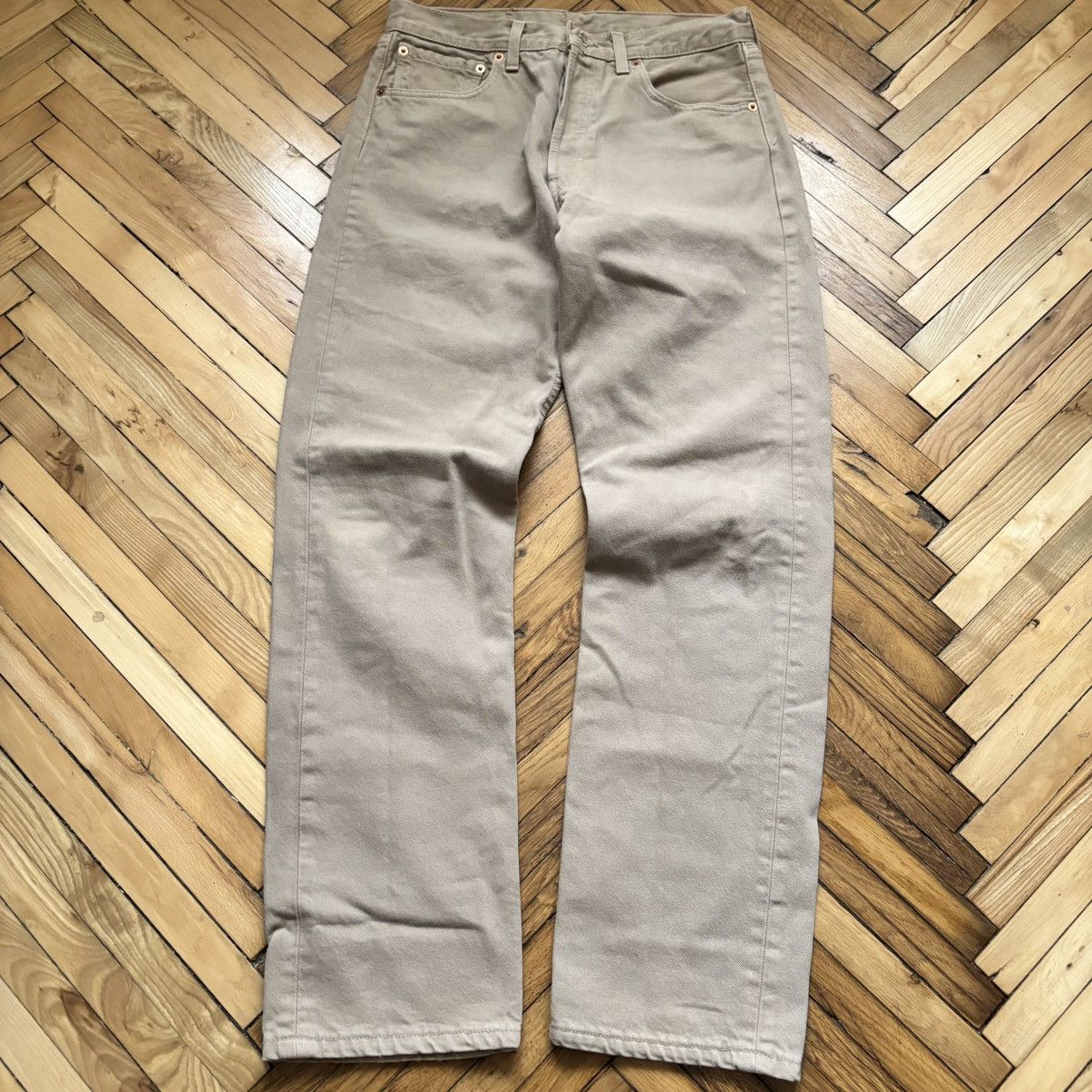 Levi's Vintage Clothing Vintage 80’s Levi’s 501 Jeans Made in UK Beige Denim Rare Ye Size US 32 / EU 48 - 2 Thumbnail