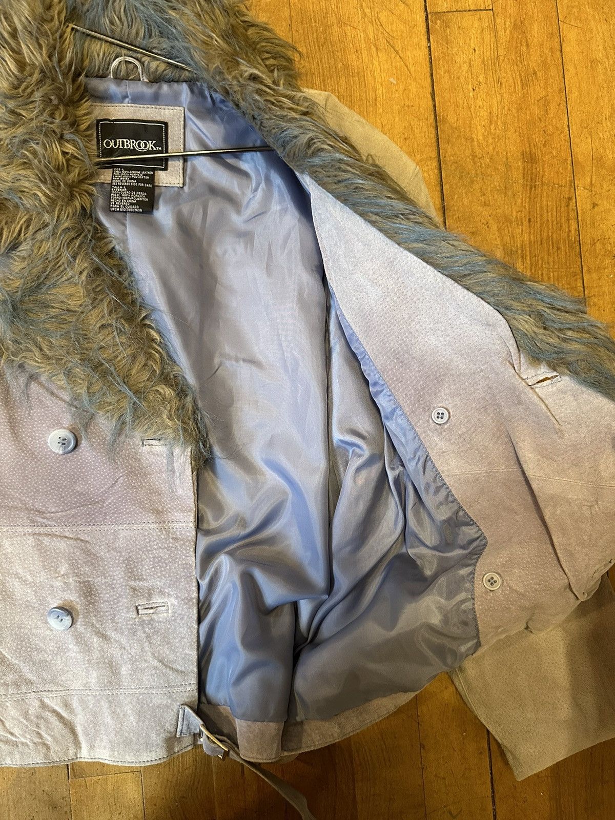 Vintage Outbrook Jacket w Blue Fur Size L / US 10 / IT 46 - 5 Thumbnail