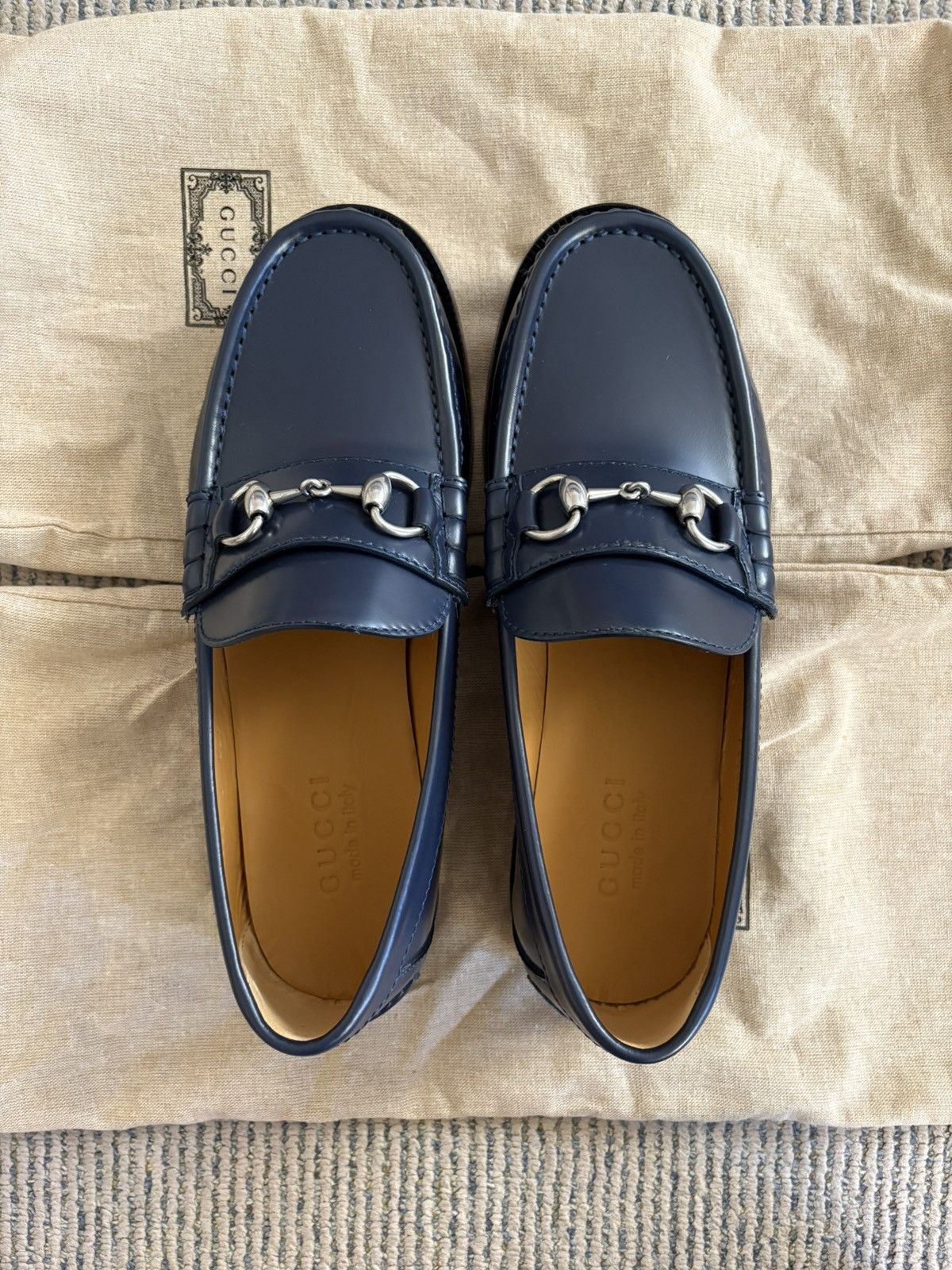 Gucci Navy Horsebit Loafers Size US 8 / EU 41 - 6 Thumbnail