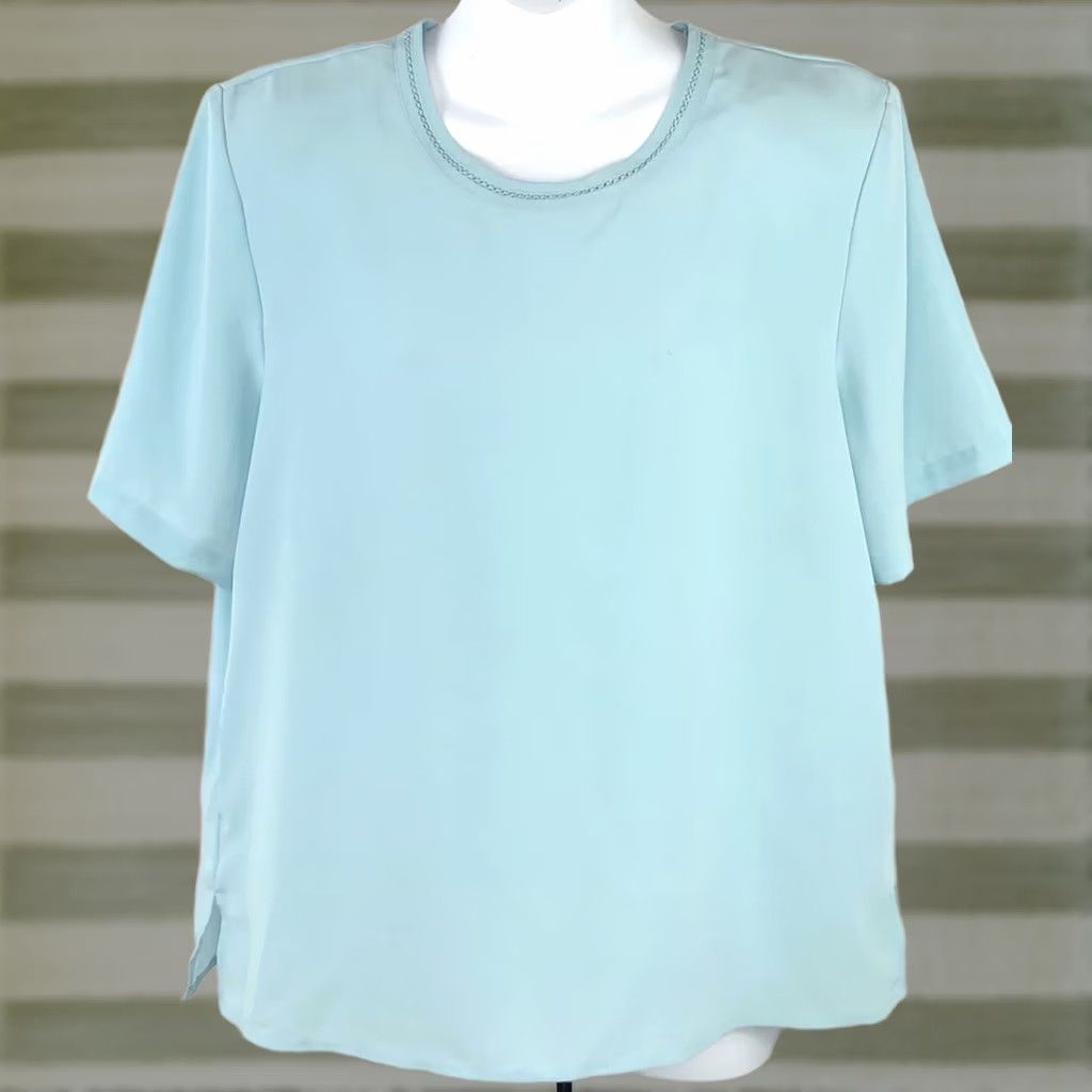 JM Collection VINTAGE JM collection Blouse L Lt Blue Capsule Career Office Retro 90s Y2K Womens Size L / US 10 / IT 46 - 1 Thumbnail