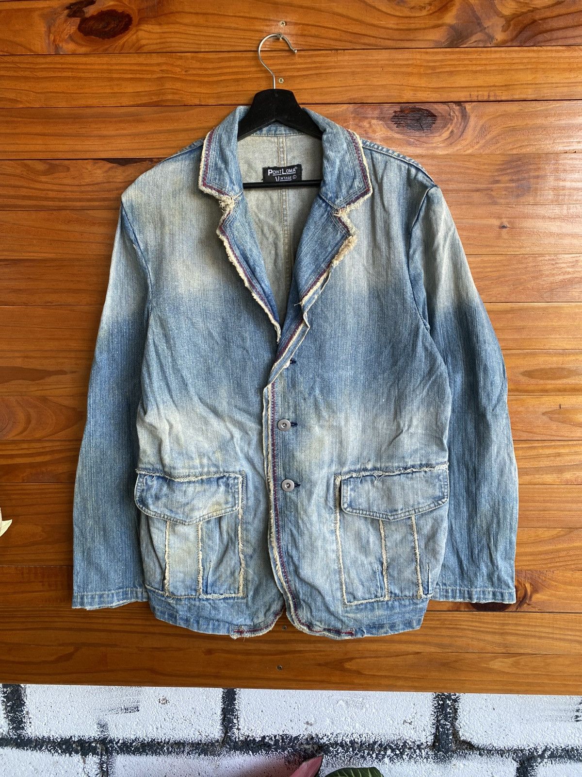 Japanese Brand Point Loma Vintage Denim Blazer Jacket | Distressed Washed Size US M / EU 48-50 / 2 - 3 Thumbnail