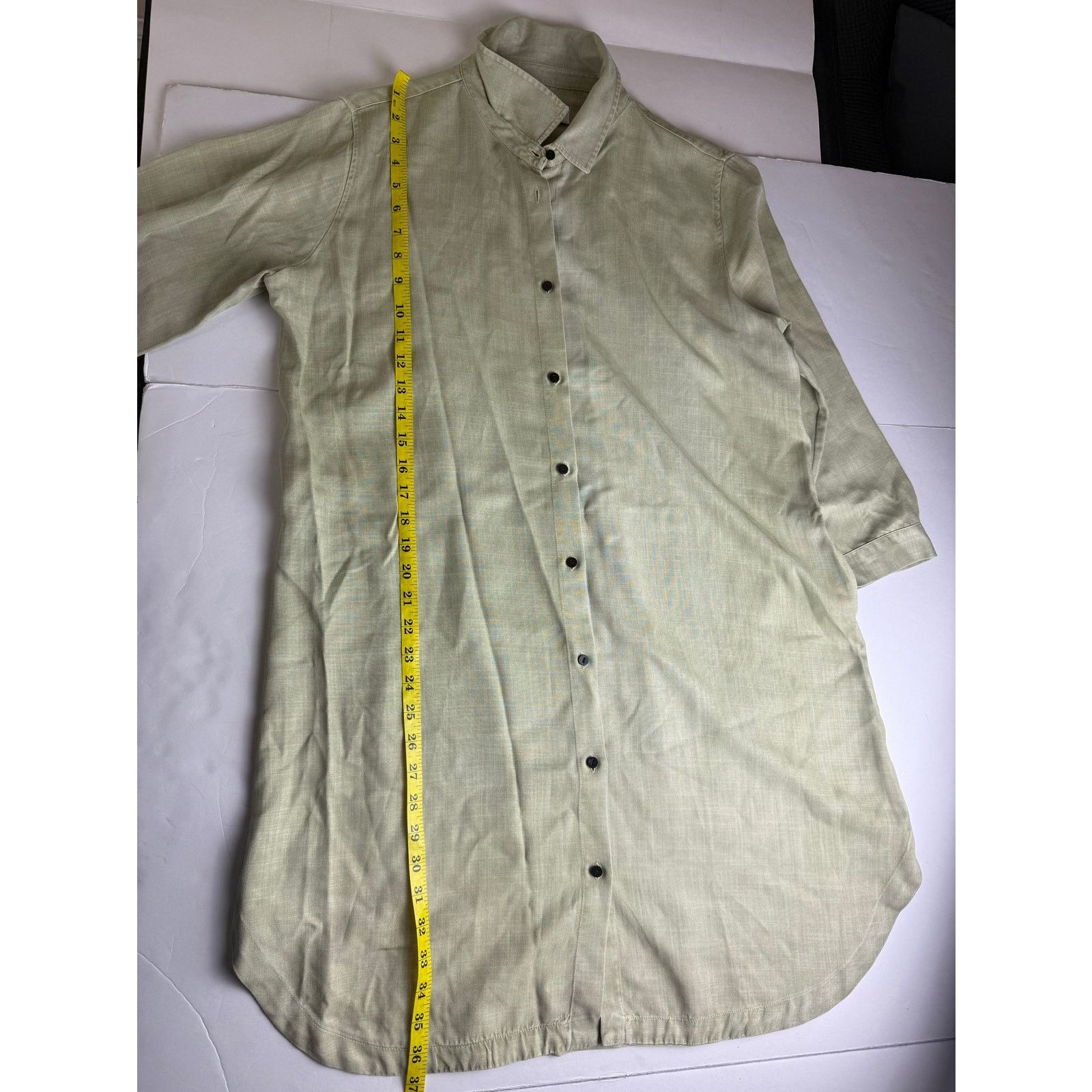 Zara Zara Military Green Tencel Chambray Tunic Dress - Large Size L / US 10 / IT 46 - 3 Thumbnail