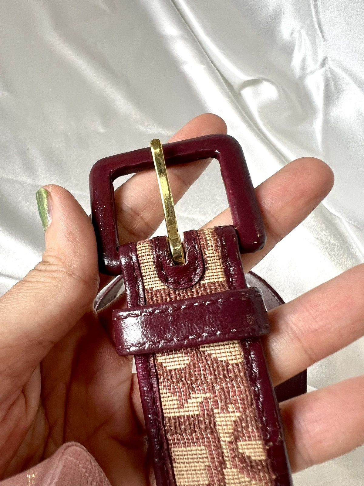 Dior Dior Leather Belt – Burgundy/Beige Monogram Size ONE SIZE - 8 Thumbnail