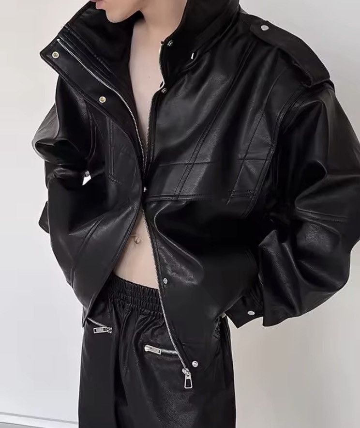 Japanese Brand 🏍️ Premium Black PU Leather Biker Jacket – Moto Core 2026 Size US L / EU 52-54 / 3 - 4 Thumbnail