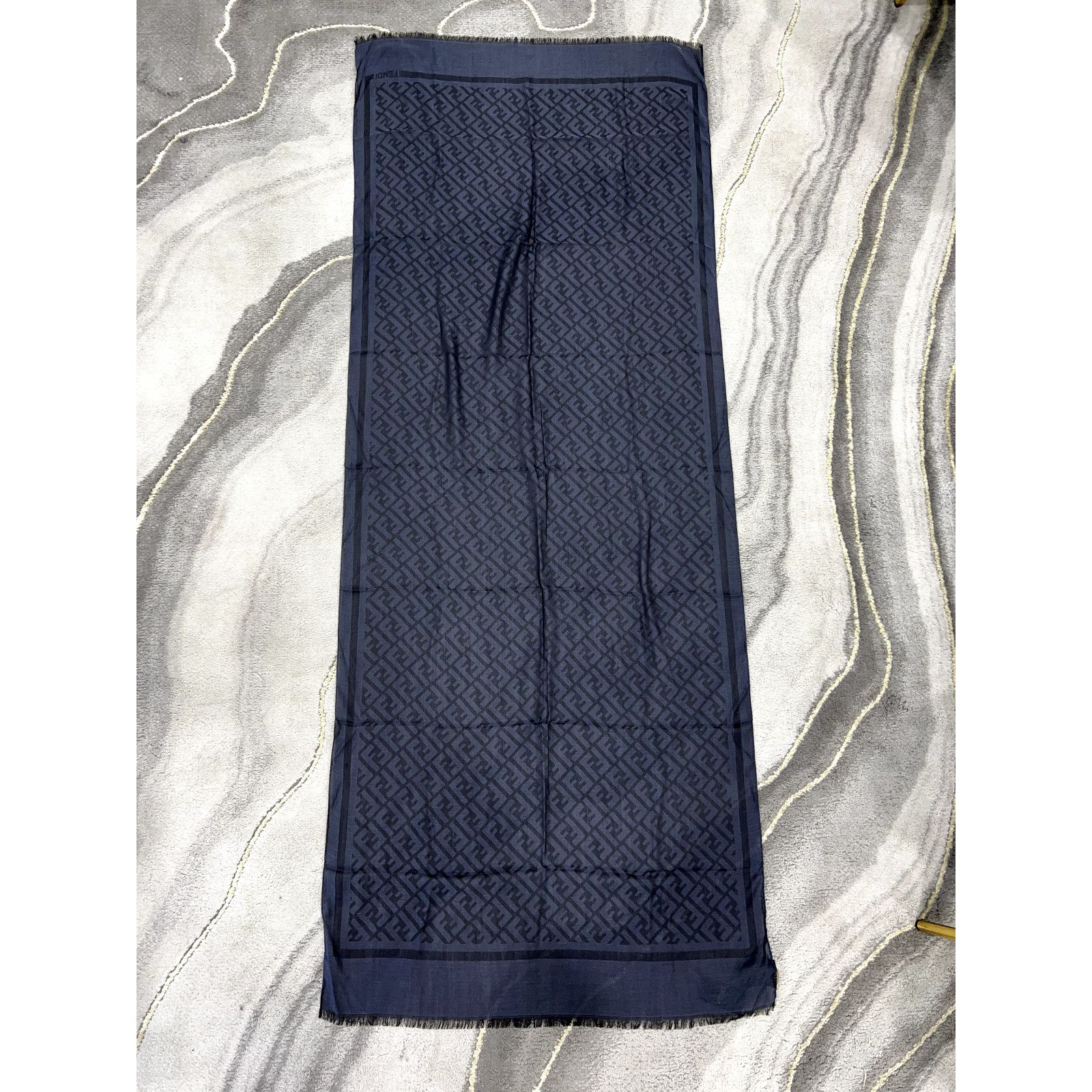 Fendi Fendi Monogram Logo Silk Fringe Hem Wrap Shawl Stole Scarf Size ONE SIZE - 6 Thumbnail