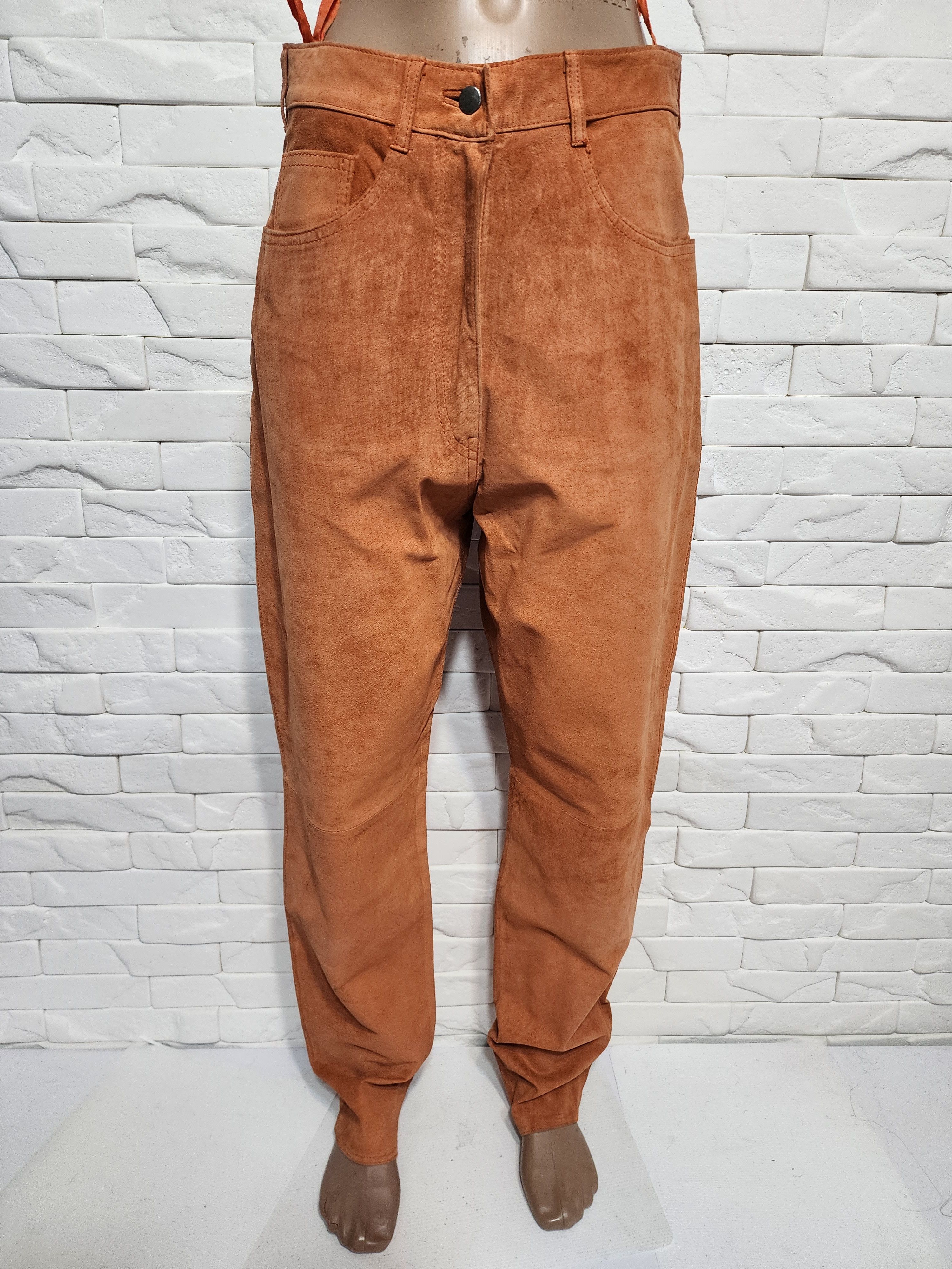 Other Orange Leather Pants: Women's Suede Trousers Size 28" / US 6 / IT 42 - 1 Thumbnail