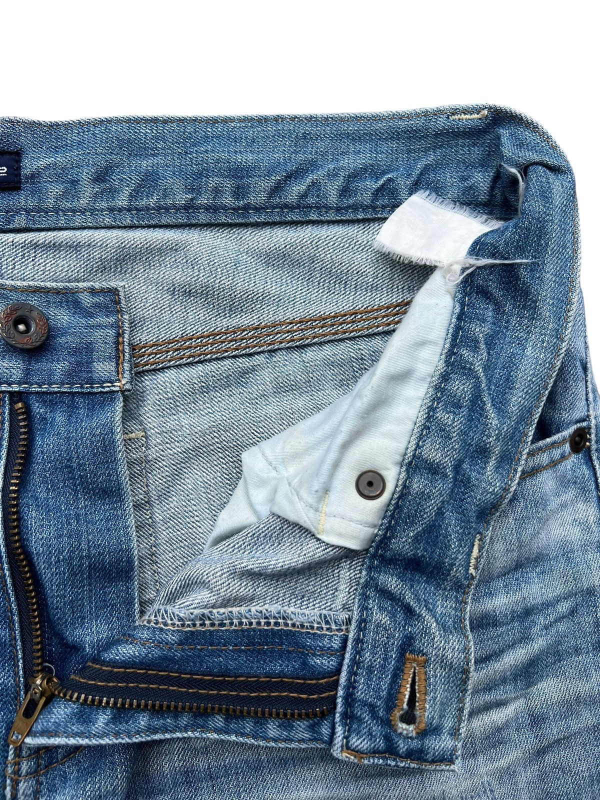 Japanese Brand Bit Blue Patchwork Distressed Faded Denim Blue 34x31 Size US 34 / EU 50 - 8 Thumbnail