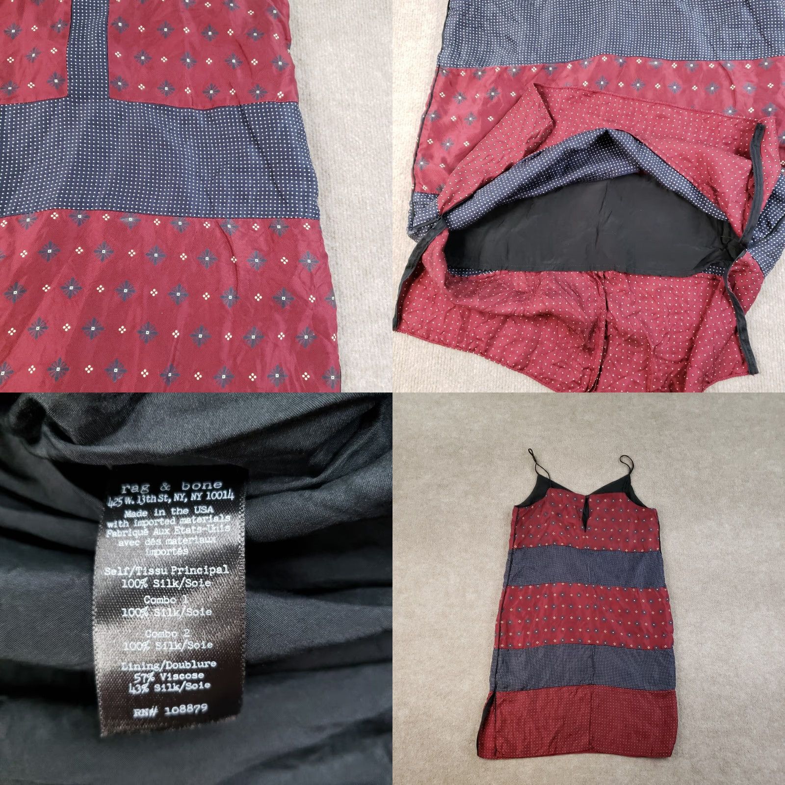 Rag & Bone Rag & Bone Silk Slip Dress Womens Size 6 Red Geometric Lightweight Sleeveless Size M / US 6-8 / IT 42-44 - 8 Thumbnail