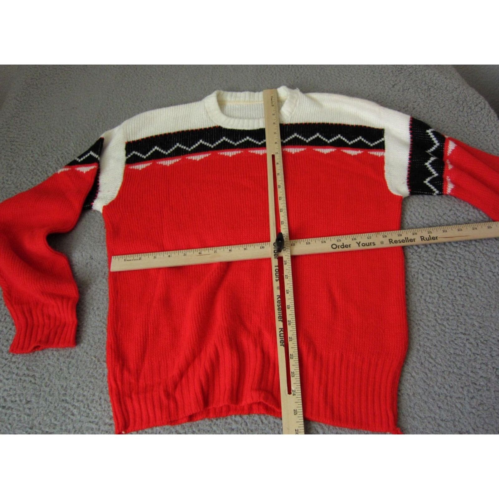 Vintage VINTAGE Sweater Womens M Red Black White Diamond Knit Casual Pullover 80s 90s Womens Size M / US 6-8 / IT 42-44 - 6 Thumbnail