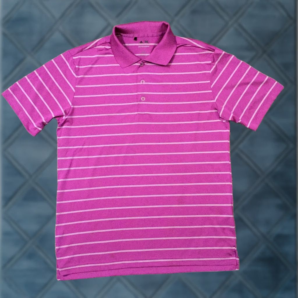 Adidas adidas Shirt Mens S Purple Polo Striped Short Sleeve Size US S / EU 44-46 / 1 - 1 Thumbnail