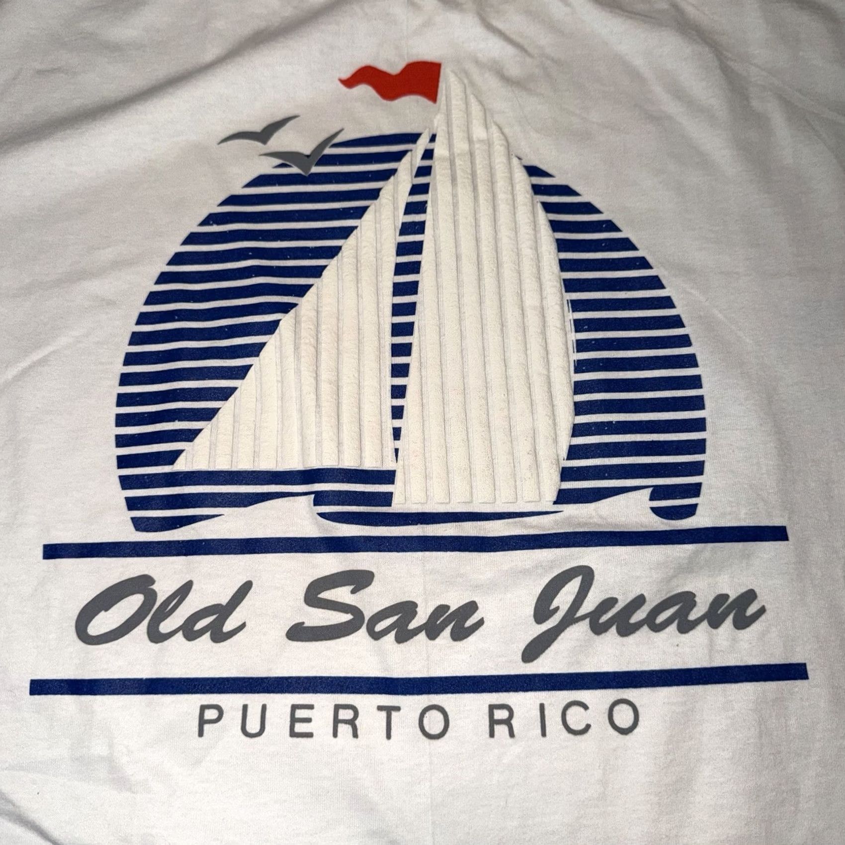 Hanes VINTAGE Hanes White T-Shirt Sailboat Graphic Print 1990s 80s Beach Unisex Adults L Size US L / EU 52-54 / 3 - 2 Thumbnail