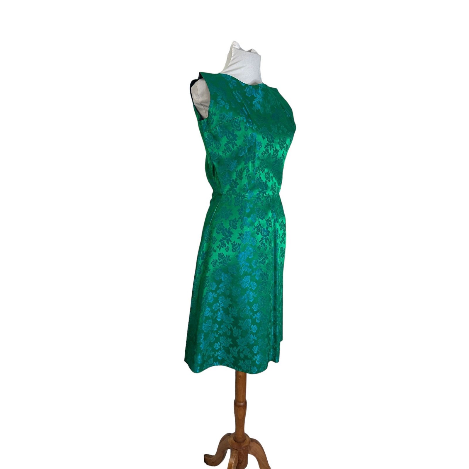 Vintage Vintage 1960s Green Blue Jacquard Wiggle Dress Jacket XS Size XS / US 0-2 / IT 36-38 - 3 Thumbnail