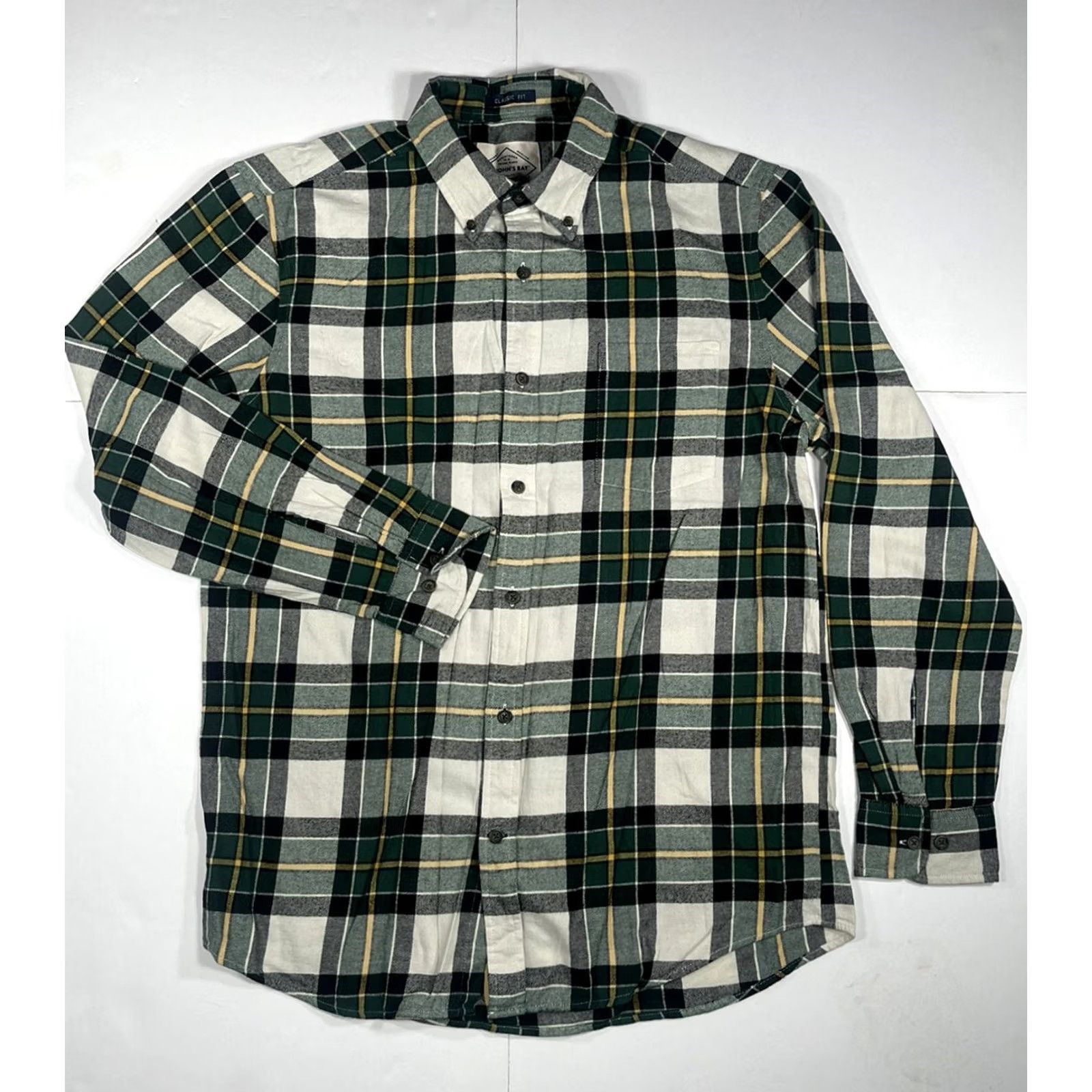 St. John St. John’s Bay Mens Plaid LongSleeve Flannel Button Front Shirt M Color Gold Size US M / EU 48-50 / 2 - 2 Thumbnail