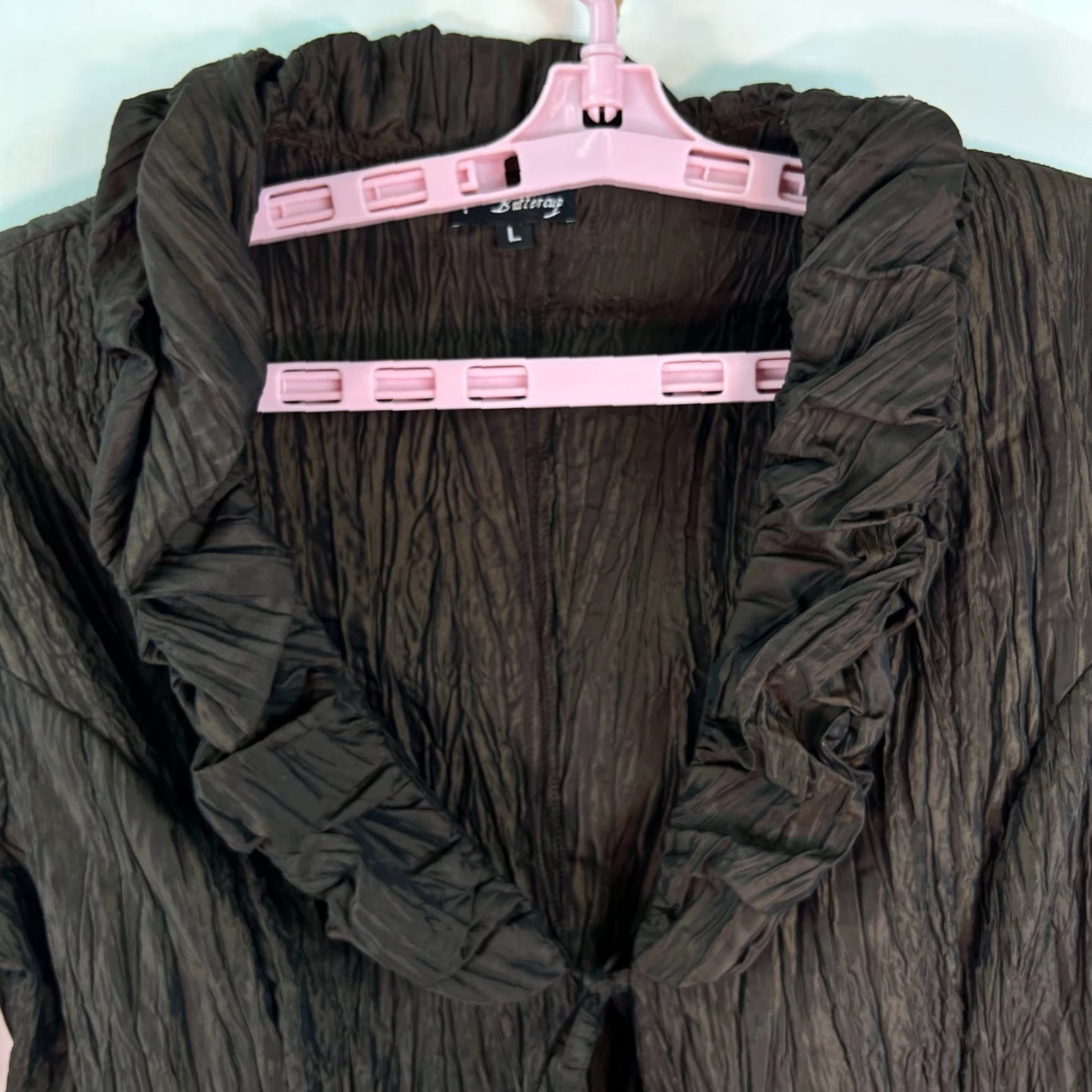 Buttero VINTAGE Butter Cup Shirt Adult L Brown 90s Blouse Cardigan Ruched Front Tie V-Neck Long Sleeve Womens Size L / US 10 / IT 46 - 4 Thumbnail