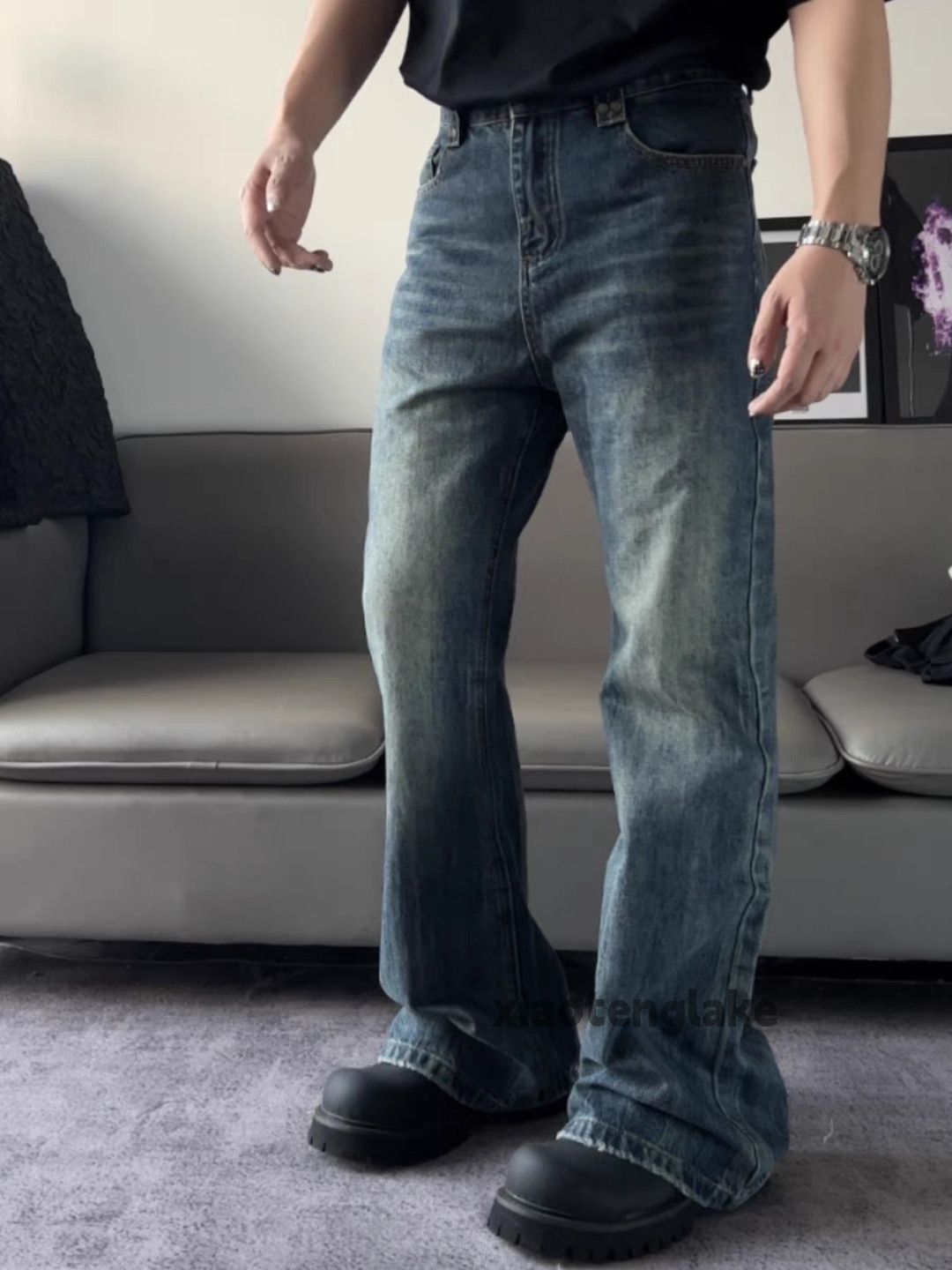 Jean × Vintage washed faded cleanfit yuppie bootcut damaged jeans Size US 28 / EU 44 - 1 Thumbnail