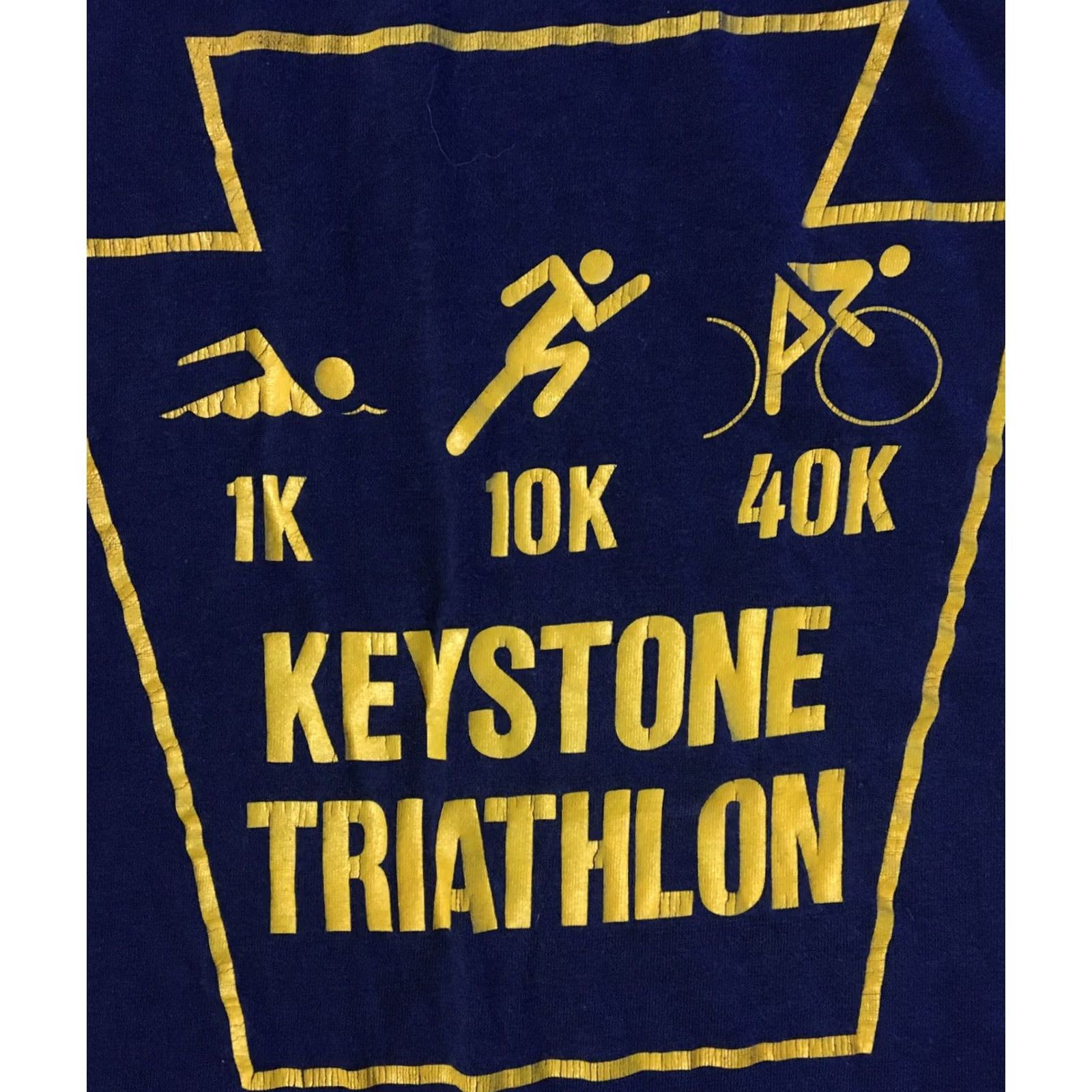 Vintage VINTAGE Touch Of Gold 80s Keystone Triathlon Shirt Mens M Blue USA Grunge 90s College Sports Rock Punk Track & Field Size US M / EU 48-50 / 2 - 2 Thumbnail