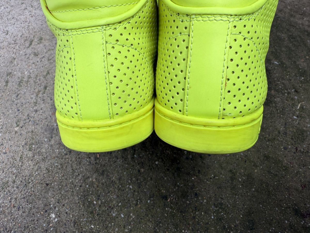 Gucci ✨Gucci✨ Neon Green Perforated Leather High Top Sneakers Size US 6.5 / IT 36.5 - 8 Thumbnail