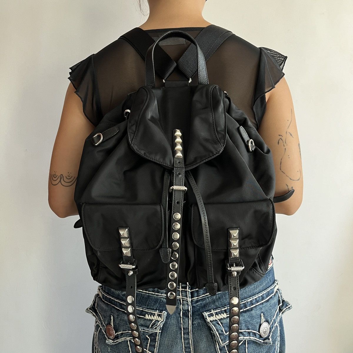 Prada Prada Studded Nylon Backpack Size ONE SIZE - 12 Thumbnail