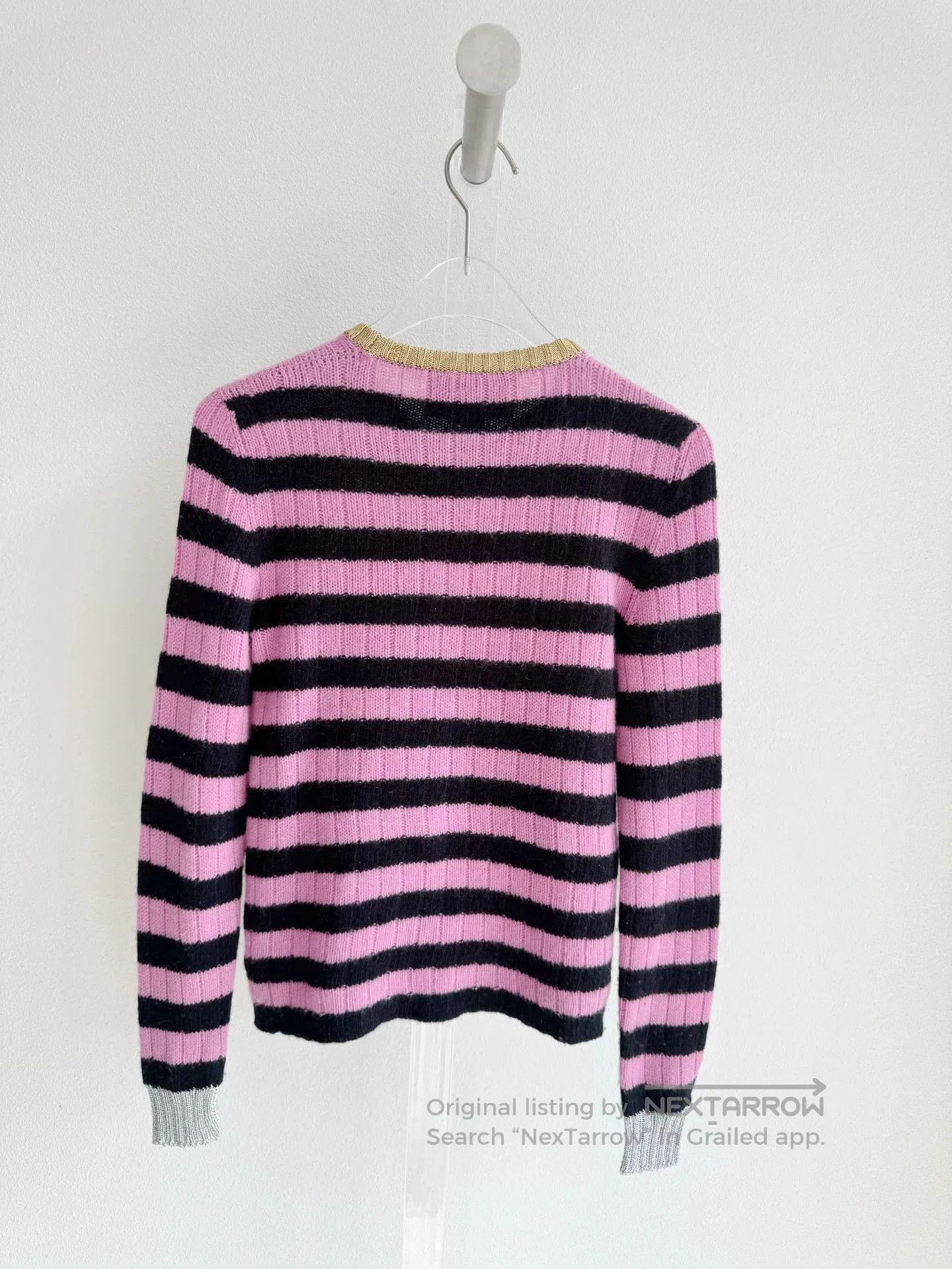 Gucci Gucci Pink Striped Cat Embroidery Sweater. Size XXS / US 00 / IT 34 - 3 Thumbnail