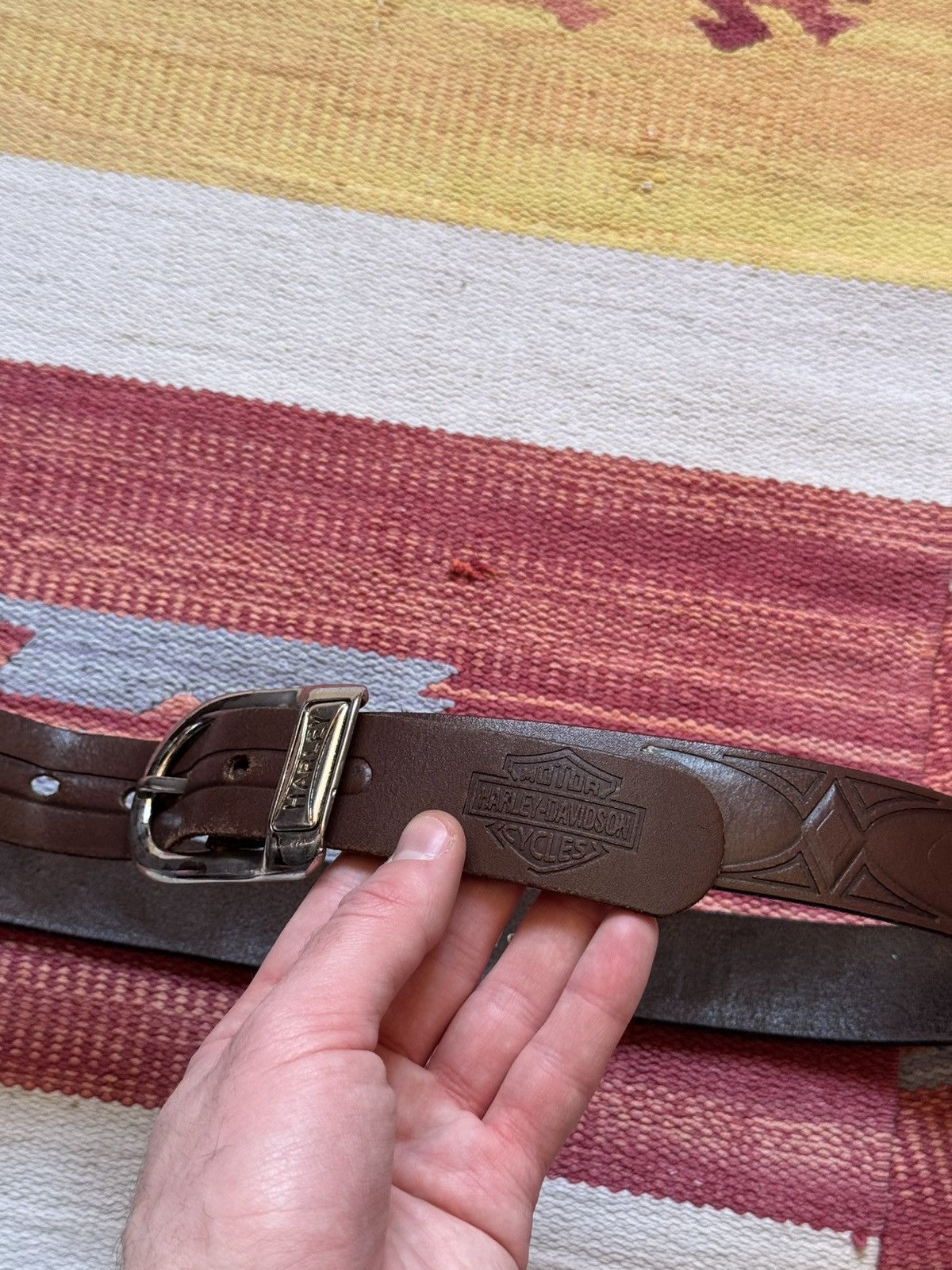 Genuine Leather Vintage 90s Women’s Harley Davidson y2k Genuine Leather Belt Size ONE SIZE - 3 Thumbnail