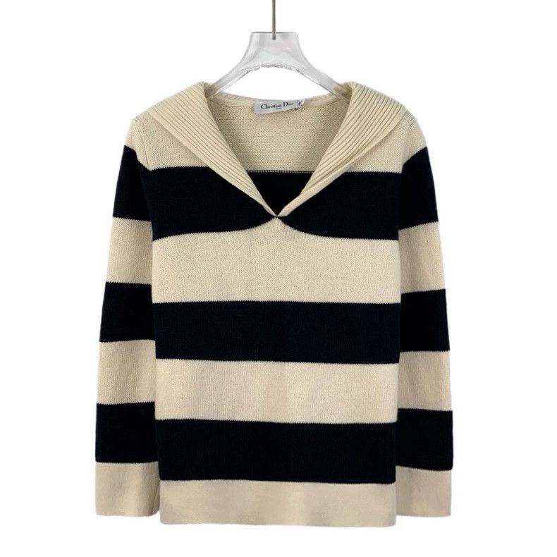 Dior Dior Colour-block striped letter inlaid wool V-neck long-s Size XS / US 0-2 / IT 36-38 - 1 Thumbnail