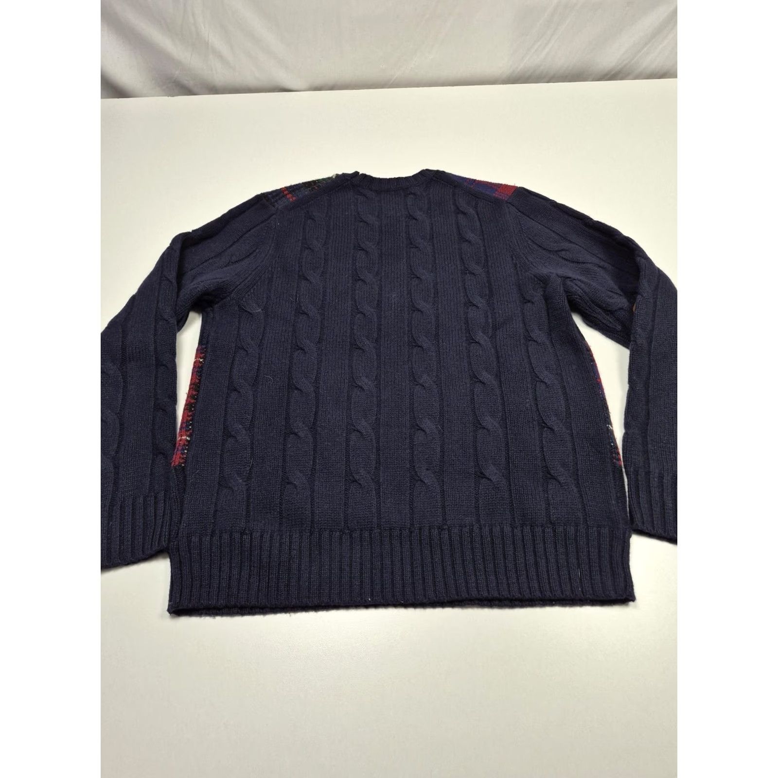 Brooks Brothers Brooks Brothers Sweater Mens Large Blue Merino Wool Plaid Crewneck Elbow Patch Size US L / EU 52-54 / 3 - 6 Thumbnail
