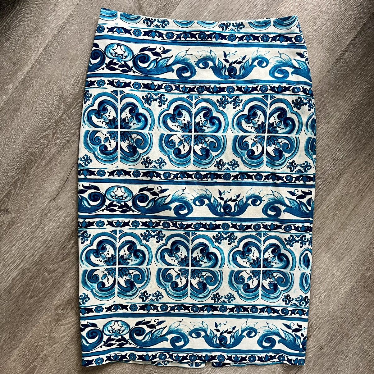 Samantha Sung Floral Paisley Knee Length Full Pencil Skirt