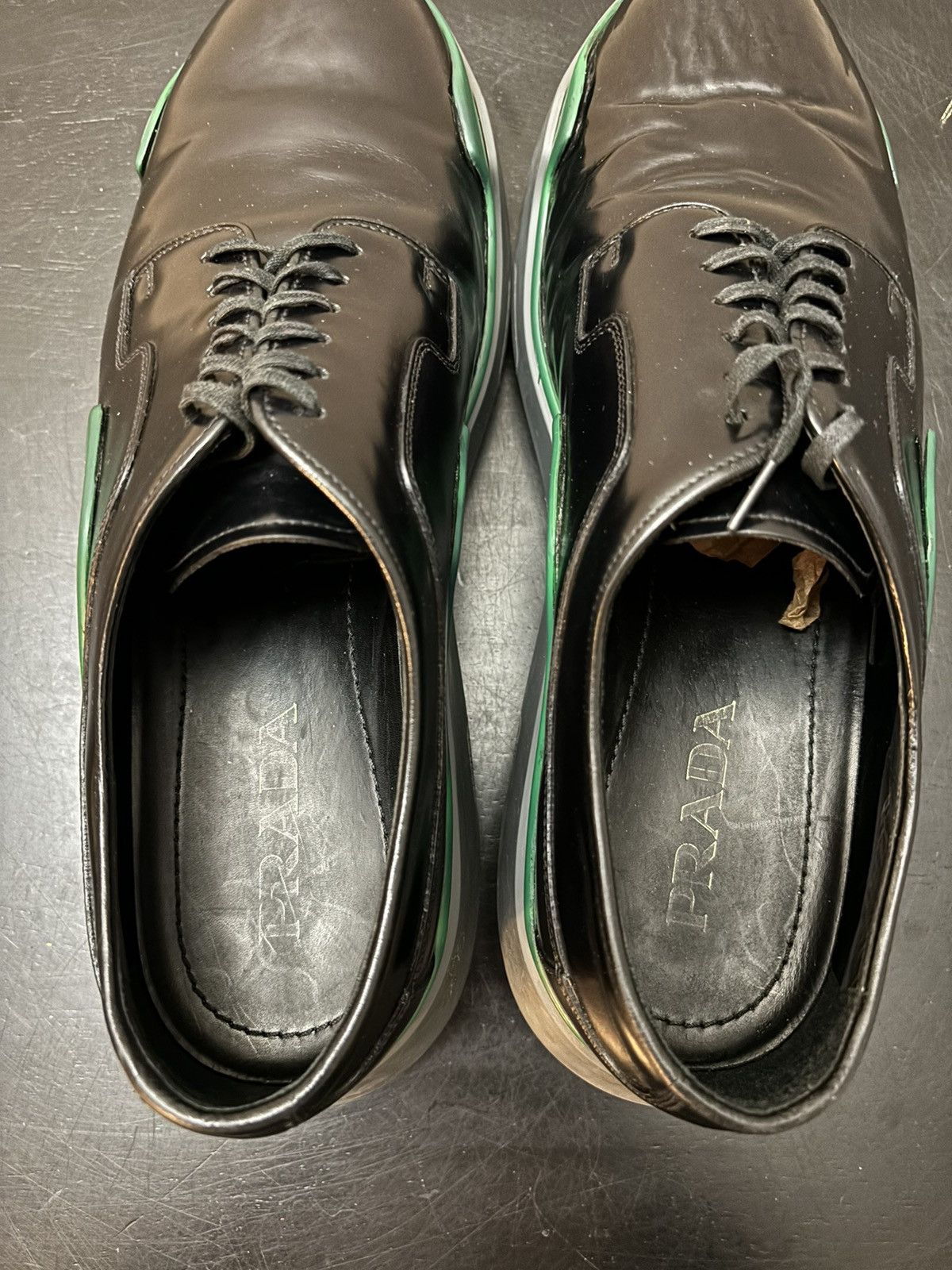 Prada Prada Platform Glossy Leather Derby Shoes Green Grey Size US 9 / EU 42 - 7 Thumbnail