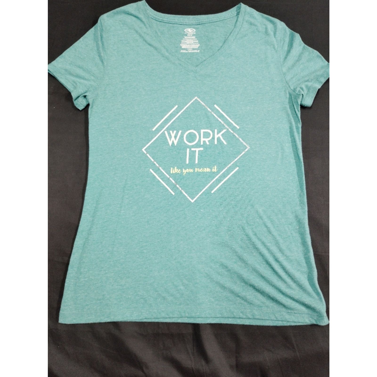 Athletic Works WORK IT Graphic V‑Neck Tee - Teal Size M / US 6-8 / IT 42-44 - 1 Thumbnail