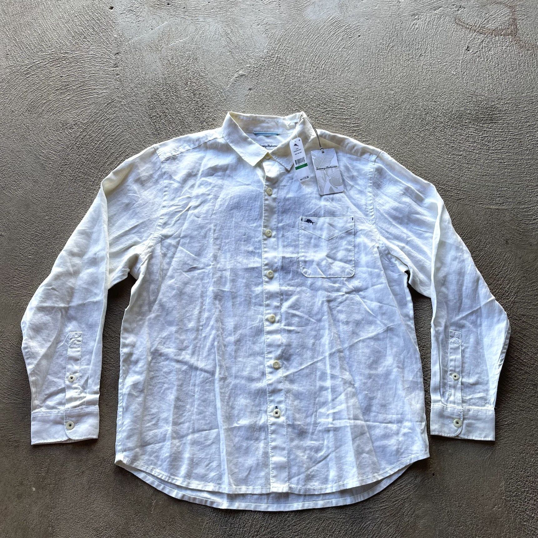 Tommy Bahama Tommy Bahama Shirt Mens Large White Long Sleeve Linen Button-Up Hawaiian Beach Casual Size US L / EU 52-54 / 3 - 2 Thumbnail