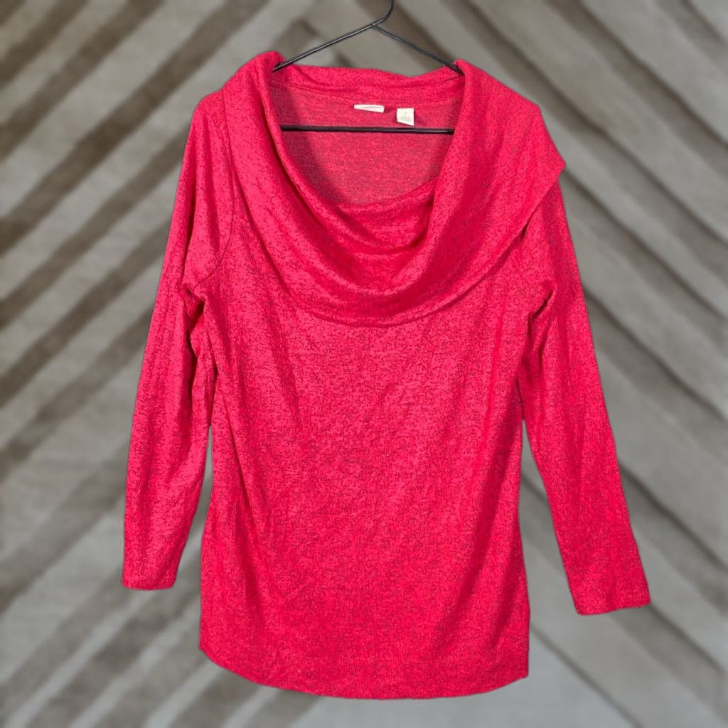 Vintage Chicos Zenegry Womens Sweater Red Black Cowl Neck Long Sleeve Stretch 1 Size M / US 6-8 / IT 42-44 - 1 Thumbnail