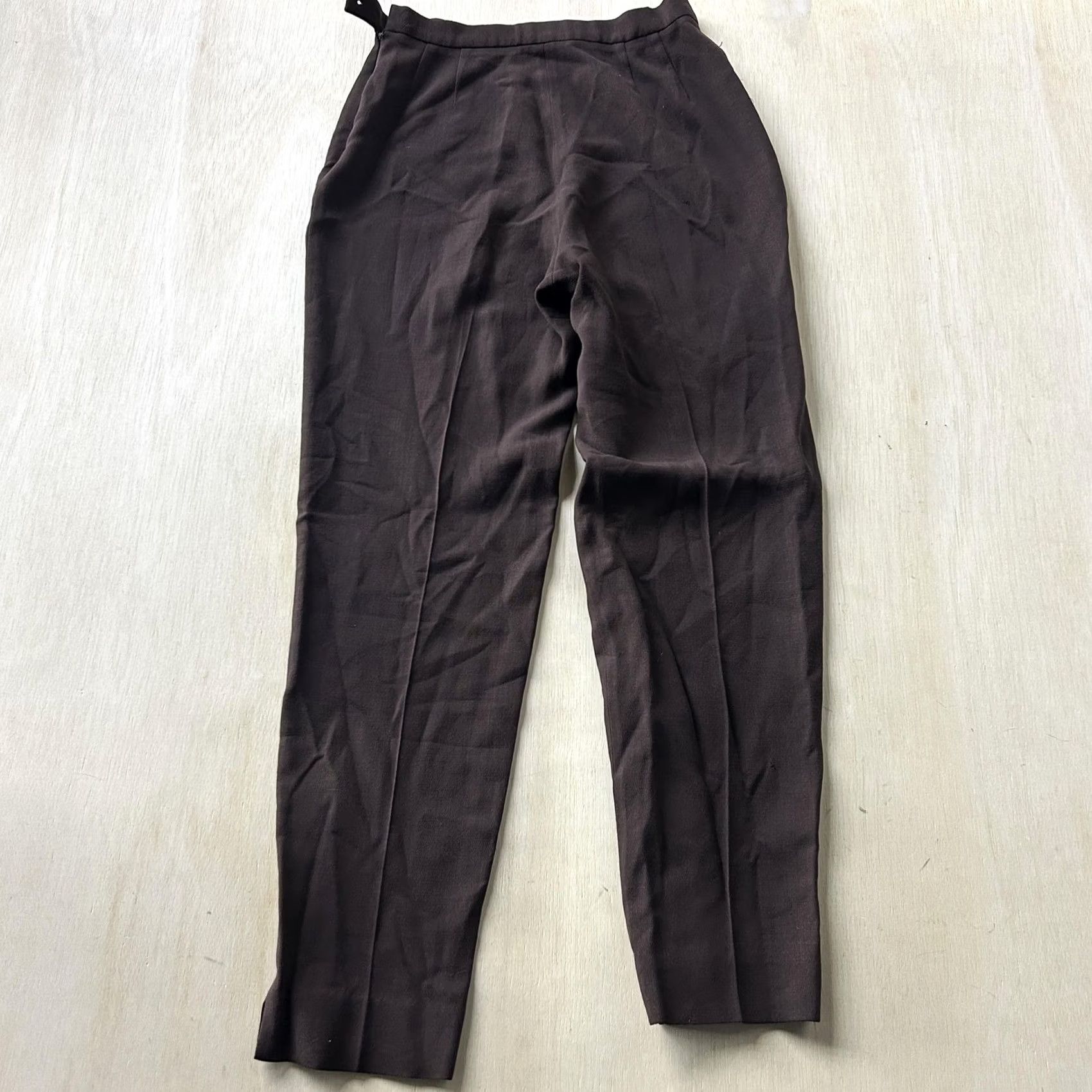 Vintage VINTAGE Regina Rubens Dress Pants Womens 38 Brown Crepe Side Zip Made In France Size 26" / US 2 / IT 38 - 3 Thumbnail