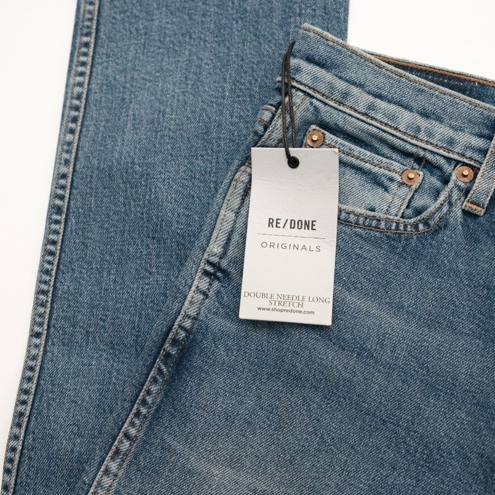 RE/DONE RE/Done. Double Needle Long Stretch Jeans In Blue. Size 30" / US 8 / IT 44 - 8 Thumbnail