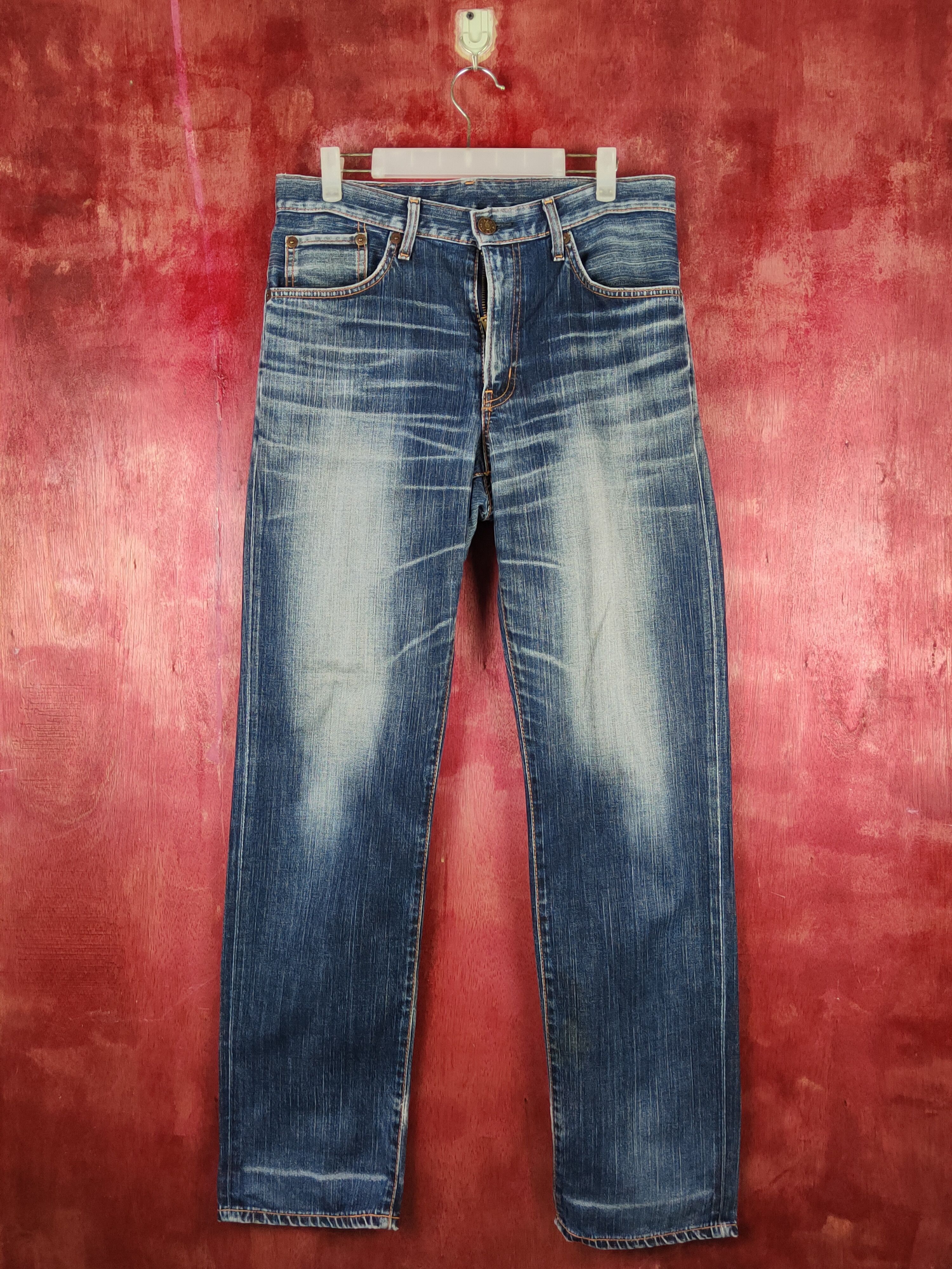 image of Distressed Denim x Edwin Dark Blue Distressed Ripped Jeans S2198 in Dark Blue Denim, Men's (Size 31