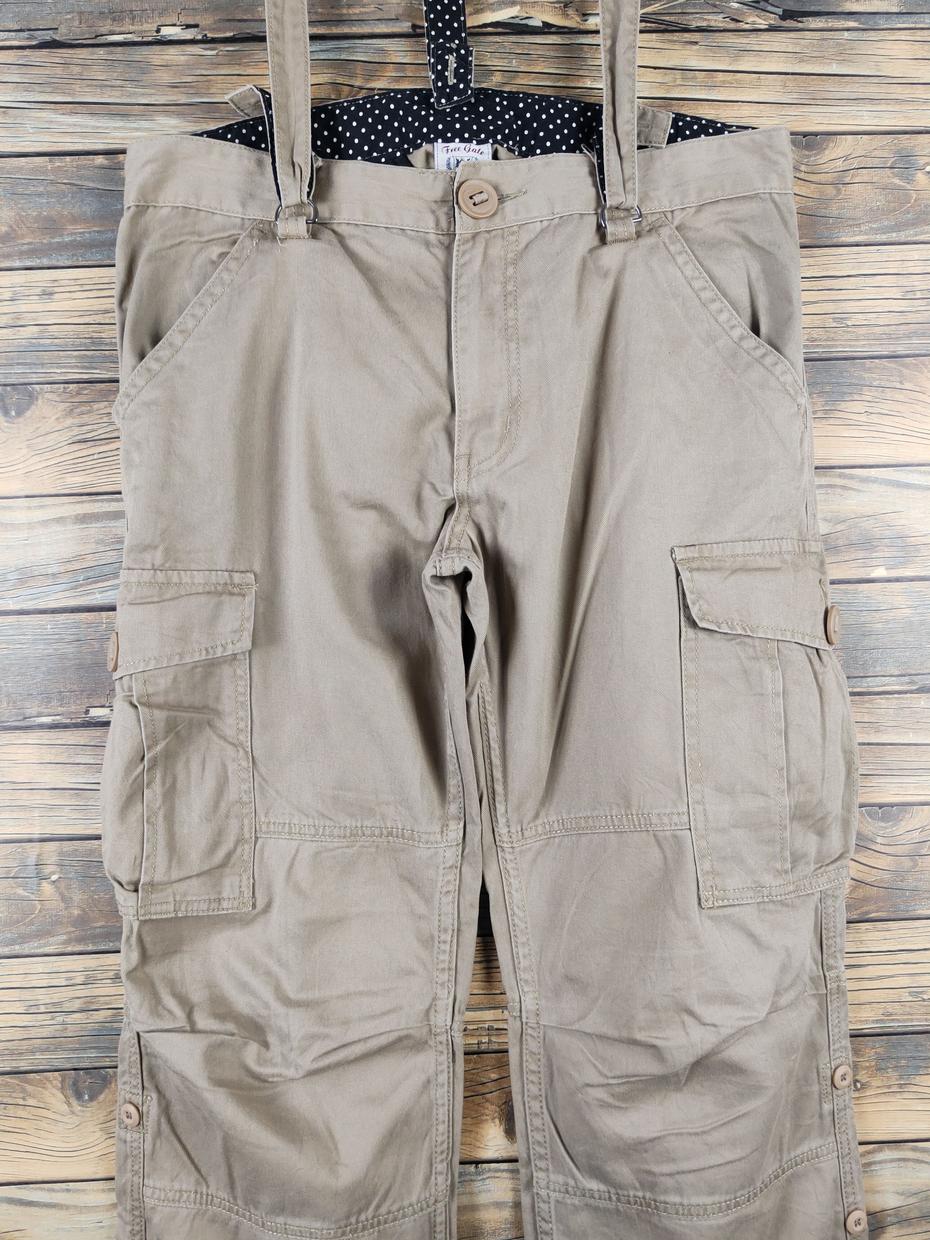 Japanese Brand DL Free Gate Beige Suspender Pants #1059 Size 32" / US 10 / IT 46 - 6 Thumbnail